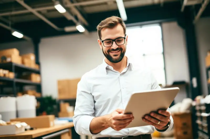 Empresário em seu estabelecimento comercial