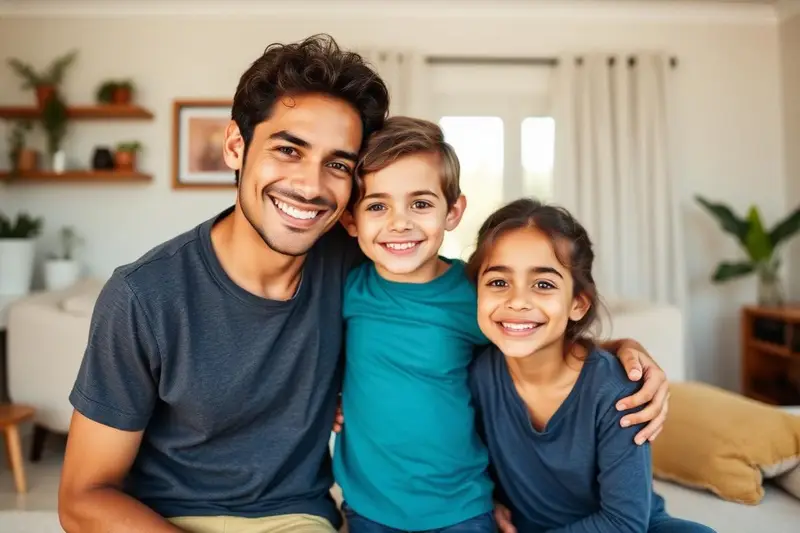 Família reunida em casa